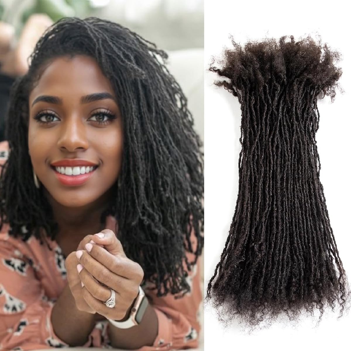 Dailygoods- Dreadlocks Extensions 10 inch - 100% Echt Menselijk Haar - Sister Lock - Natuurlijke Krullende Extensie - Handgemaakt - Eenvoudige Installatie - Haarextensies