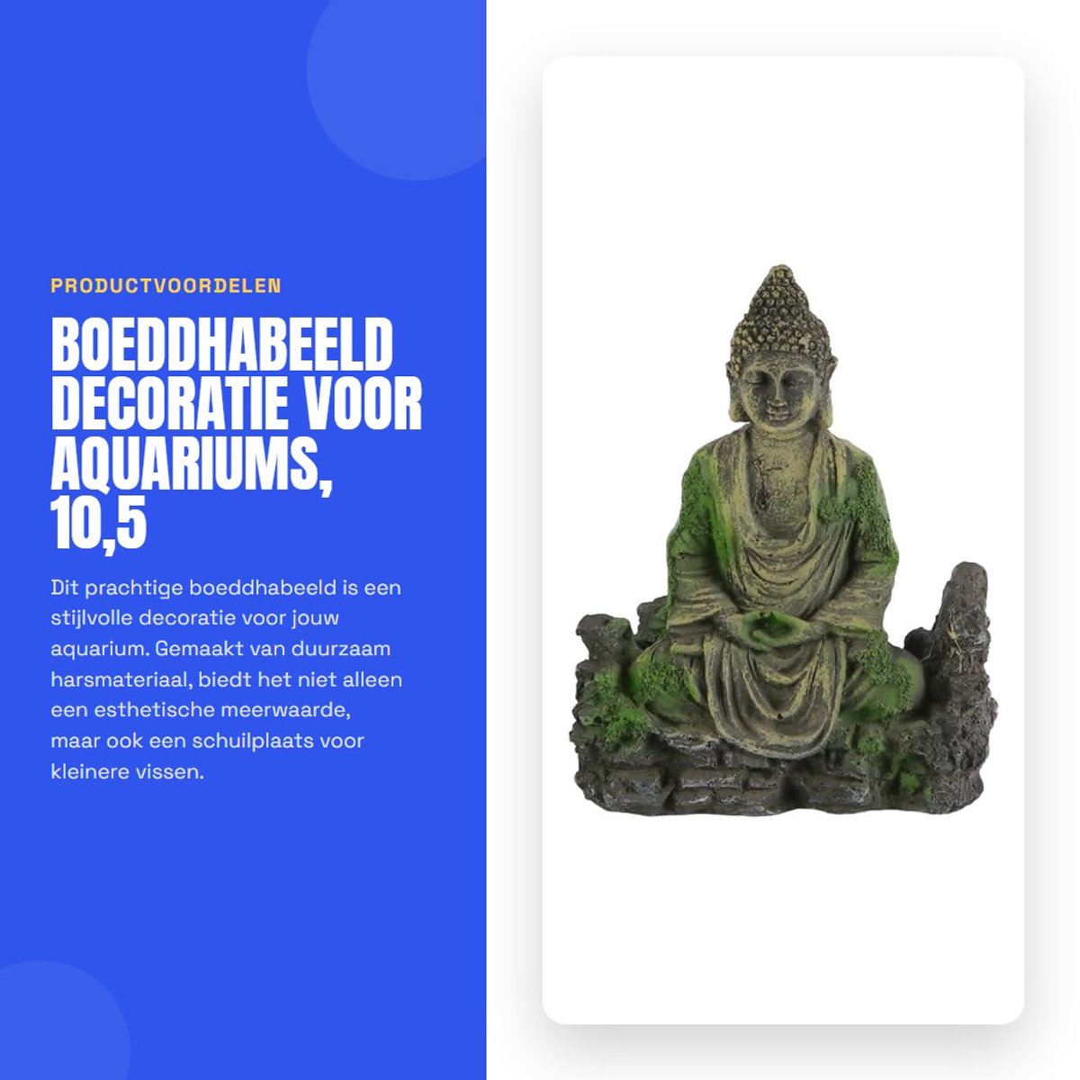 Dailygoods- Boeddhabeeld Decoratie - Zittend Boeddhabeeld - Harsmateriaal - Aquarium Accessoire - 10,5 x 6 x 16,5 cm - Onderwater Versiering - Aquariumdecoratie