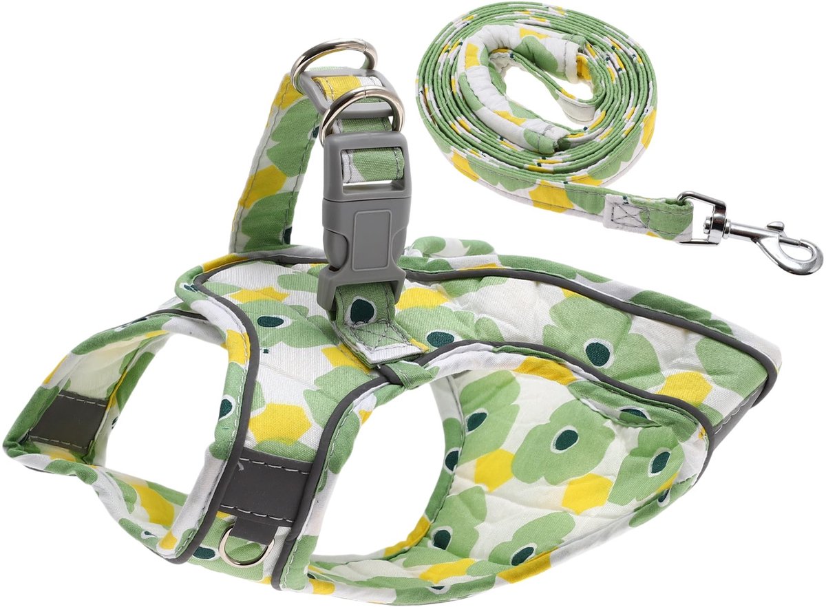 Dailygoods- Puppy Harnas - Set Met Lijn - Reflecterende Strepen - Ademend Polyester - Veilig Sluitsysteem - Duurzaam en Comfortabel
