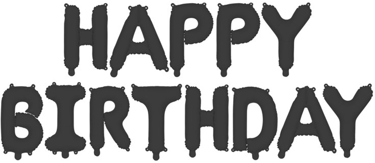 'Happy Birthday' ballon set - 35 cm letters - Zwart - Geschikt voor lucht & helium - Herbruikbaar