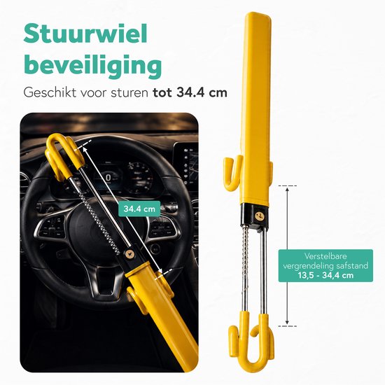 GADLANE Stuurslot Met Cijfercombinatie – Sleutelloos, Verstelbaar En Stevig Voor Auto, Bus En SUV