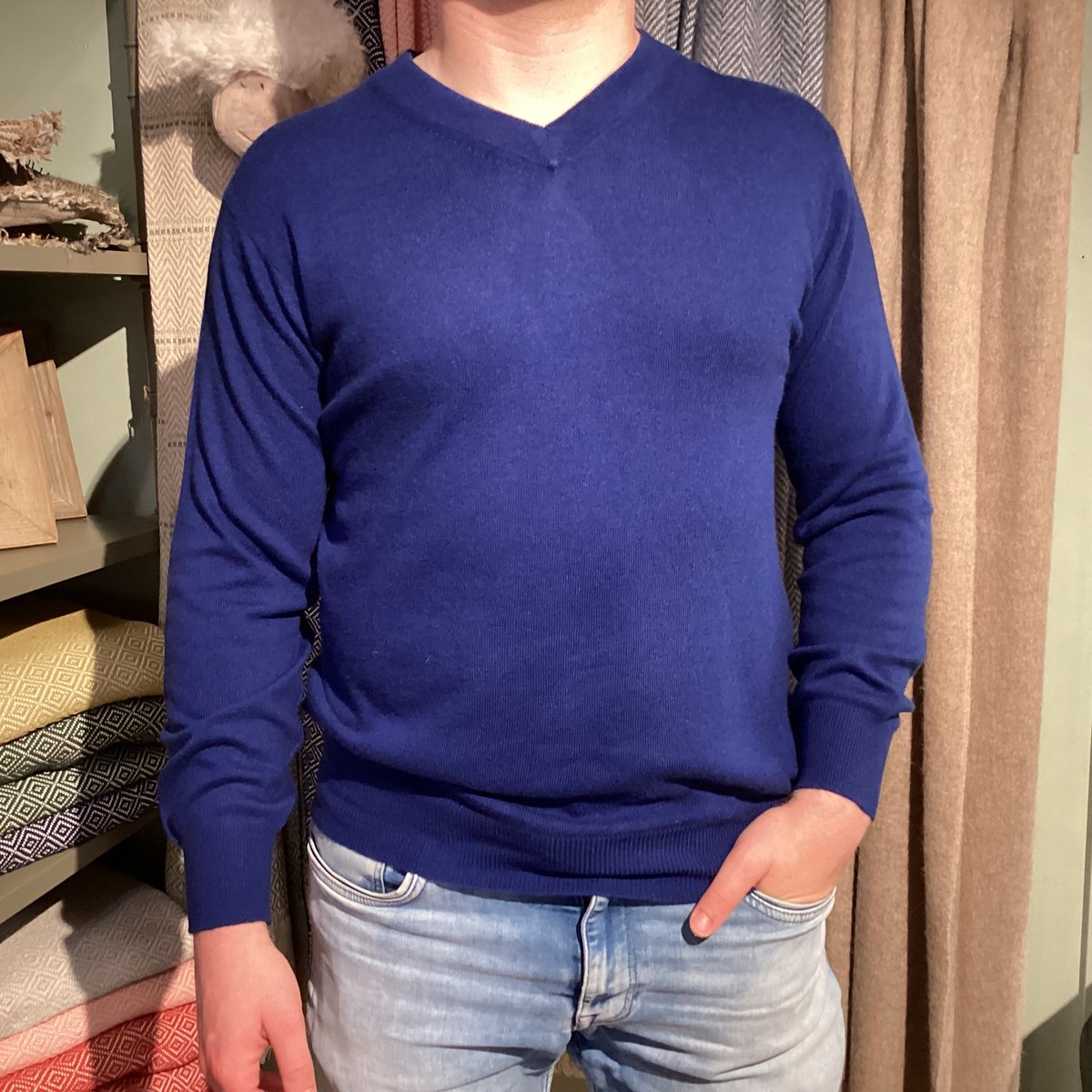Cashmere mix V-hals pullover L