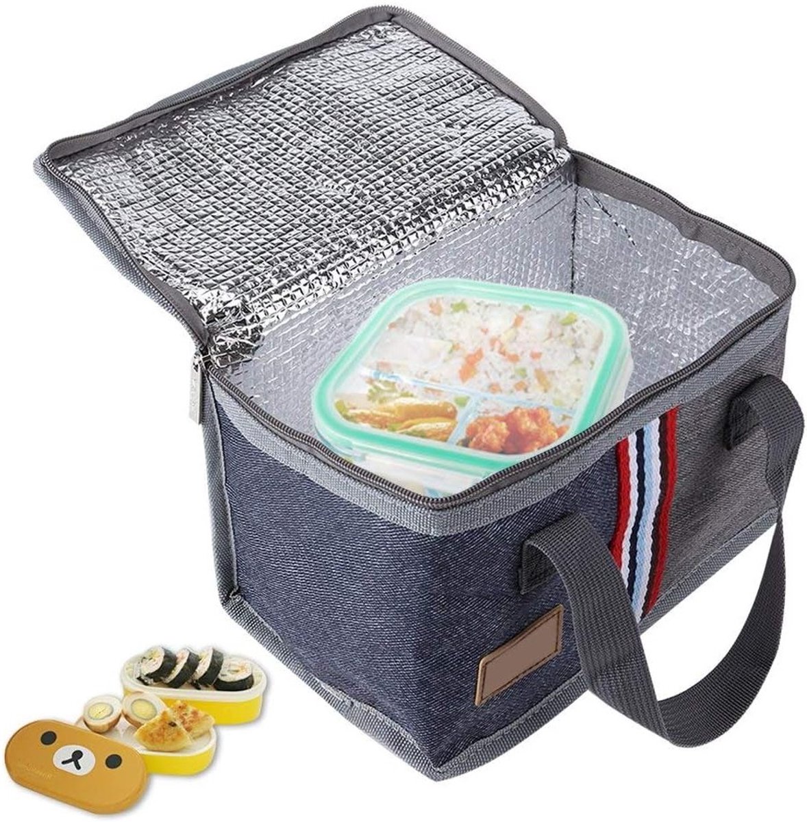 Draagbare geïsoleerde lunchbox koeltas voor warm of koud voedsel, 2 stuks thermische picknick tas met opbergdoos voor maaltijden en snacks