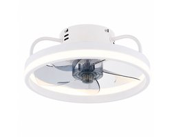 Zerova Plafond Ventilator met LED verlichting - Ventilator lamp plafond - Luchtkoeler - 3 lichtkleuren - 6 snelheden - Wit