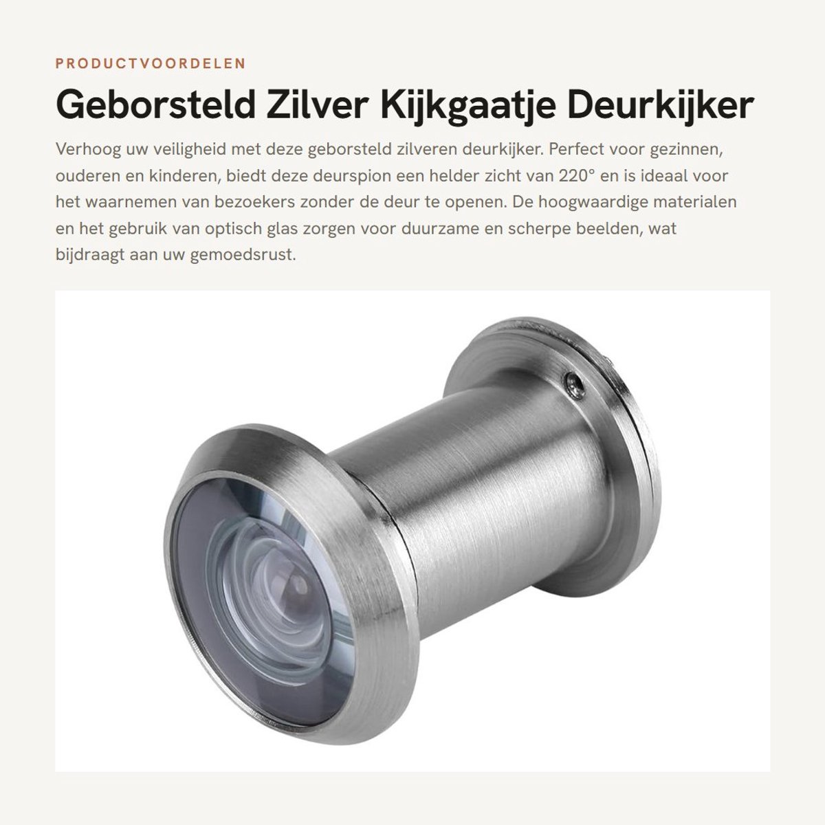 Dailygoods- Deurkijker 220° Groothoek - Optisch Glas - Veiligheid - Privacykap - Hoogwaardig Kopermateriaal - Duurzaam - Deurspegel