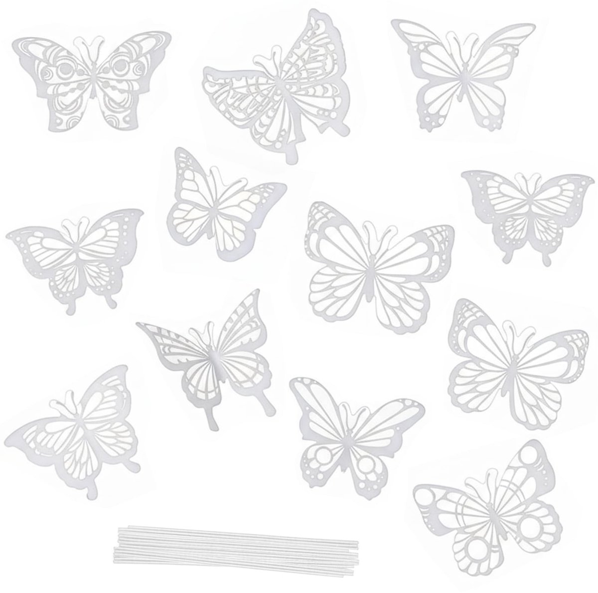 Dailygoods- Taartdecoratie 48 Stuks - 3D Vlinder Taartdecoratie - Cupcake-Topper - Feestdecoratie - Verjaardagsfeest - Bruiloft - Veiligheidswaarschuwing - Taartversiering