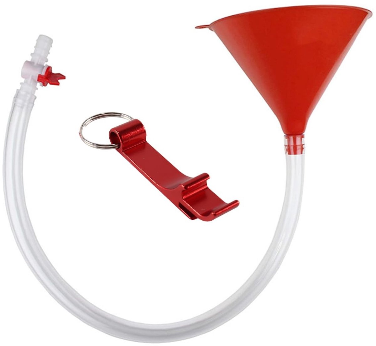 Dailygoods- Biertrechter Dubbelkop - Kunststof - Waterklep - Flesopener - Lekvrij - Duurzaam - Drinkspel