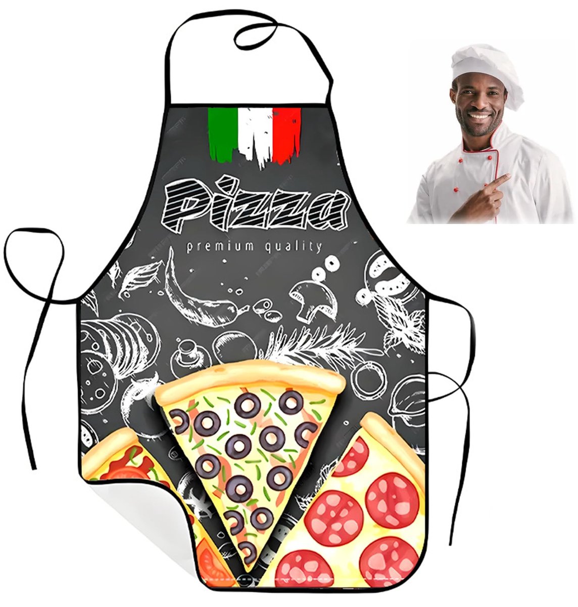 Dailygoods- Pizzaschort Italiaanse Stijl - Waterdicht - Keukenschort Heren/Dames - Machinewasbaar - 60 x 80 cm - Uniek Patroon