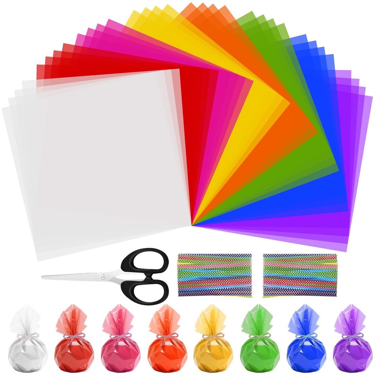 Dailygoods- Cellofaanpapier 200 Vellen - Gekleurd Transparant Cadeaupapier - Doe-Het-Zelf - Handwerk - Snoep - Duurzaam Materiaal