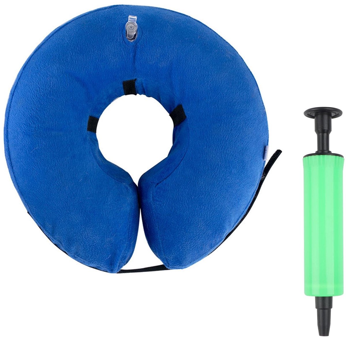 Dailygoods- Hondenhalsband Opblaasbaar - Anti-likken - Verstelbaar - Polyester/PVC - Geschikt voor nekomtrek 42-54 cm - Inclusief pomp - Hondenkraag