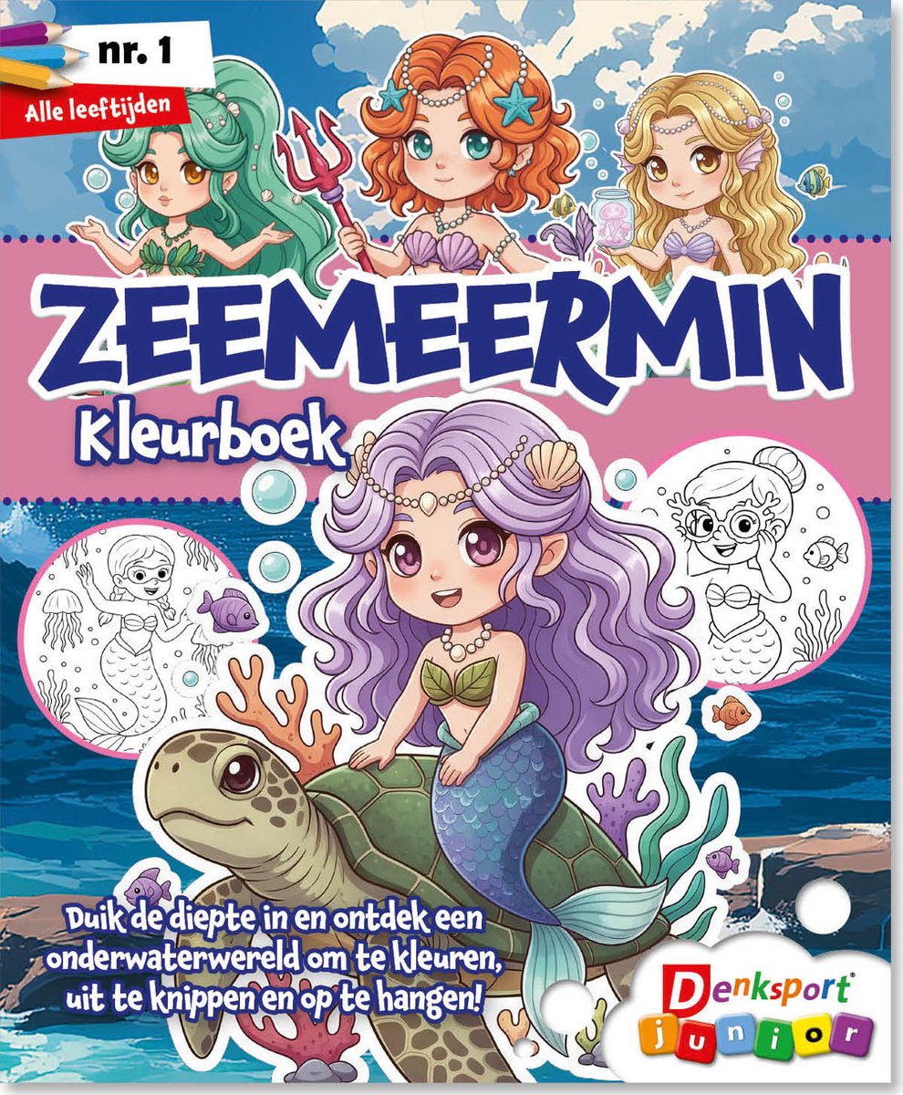 Denksport Junior Puzzelboek - Zeemeermin Kleurboek, editie 1
