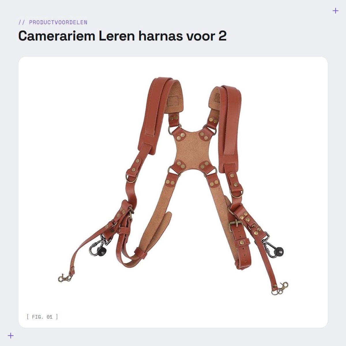 Dailygoods- Camerariem Leren Harnas - Dubbele Schouder voor 2 Camera's - Gewatteerde Steun - Comfortabel en Stijlvol - Snelle Gespen