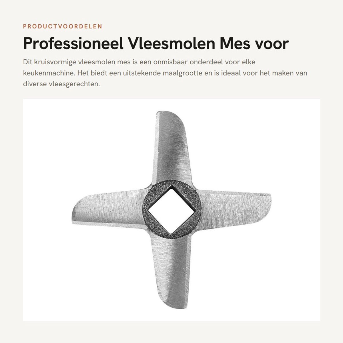 Dailygoods- Vleesmolen Professioneel - Kruisvormig Mes - Reserveonderdeel - Voor Vlees Vermalen - Voor Zelfgemaakte Worsten - Gloednieuw Staal - Snijmes