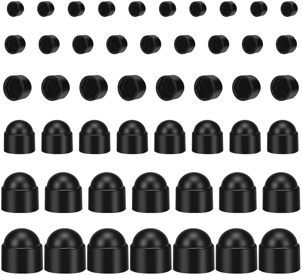 Multifunctionele Waterdichte Plastic Eikels, 210 Stuks Hexagonale Beschermkappen voor M4/M5/M6/M8/M10/M12, Duurzame Behuizingen voor Machines, Meubels en Voertuigen