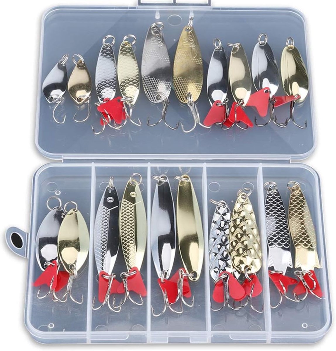 Set van 20 metalen lepels voor vissen - Hard bait, spinner bait en tackle voor zalm en baars
