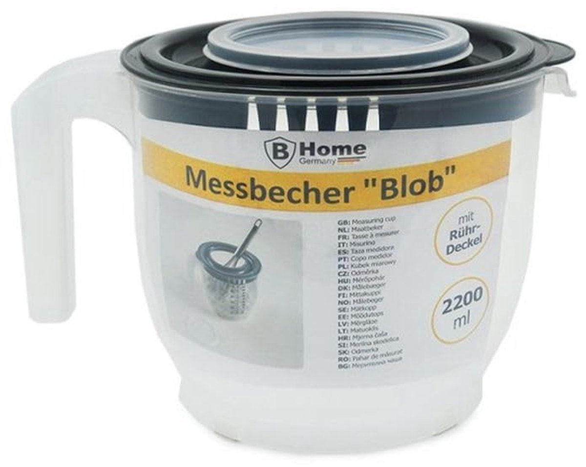 Dailygoods- Maatbeker 2 liter - Maatbeker met deksel - Maatbeker kunststof - Maatbeker met handvat - Antislipring - Duidelijke schaalverdeling - Meetbeker