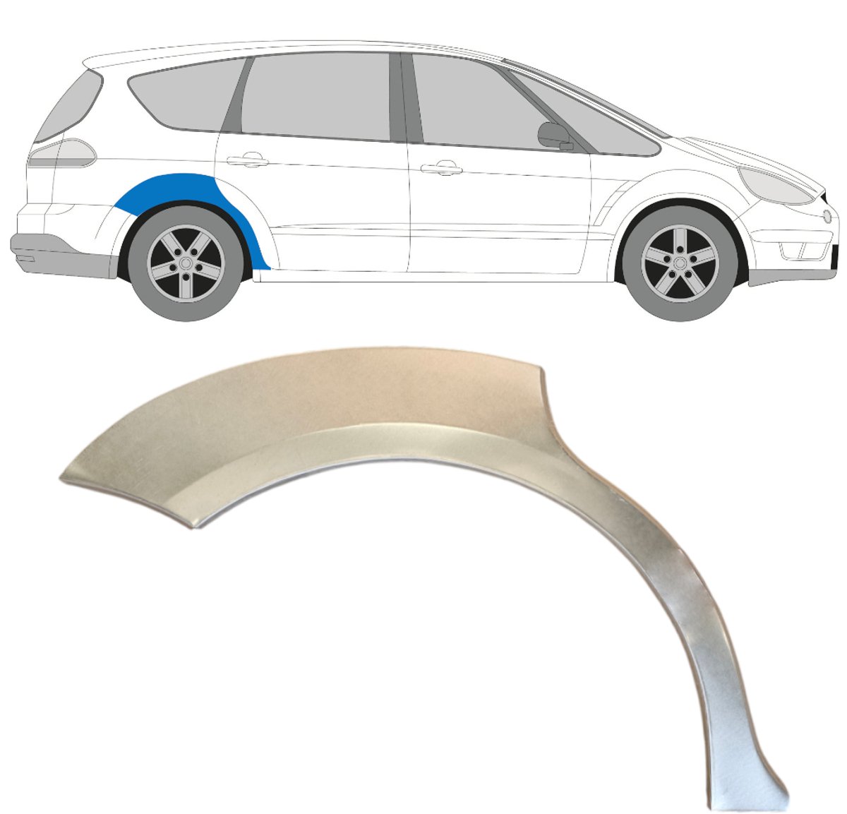 Reparatiepaneel achterspatbord voor Ford S-MAX 2006-2015 / Rechts