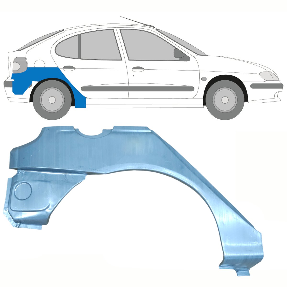 Reparatiepaneel achterspatbord voor Renault Megane I Scenic 1995-2003 / Rechts