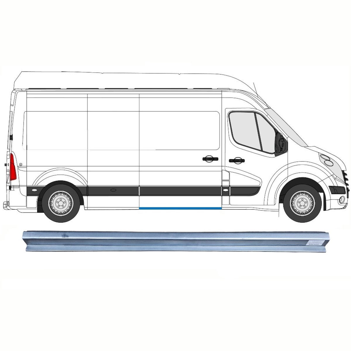 Schuifdeur dorpel reparatiepanel voor Renault Master 2010- / Rechts