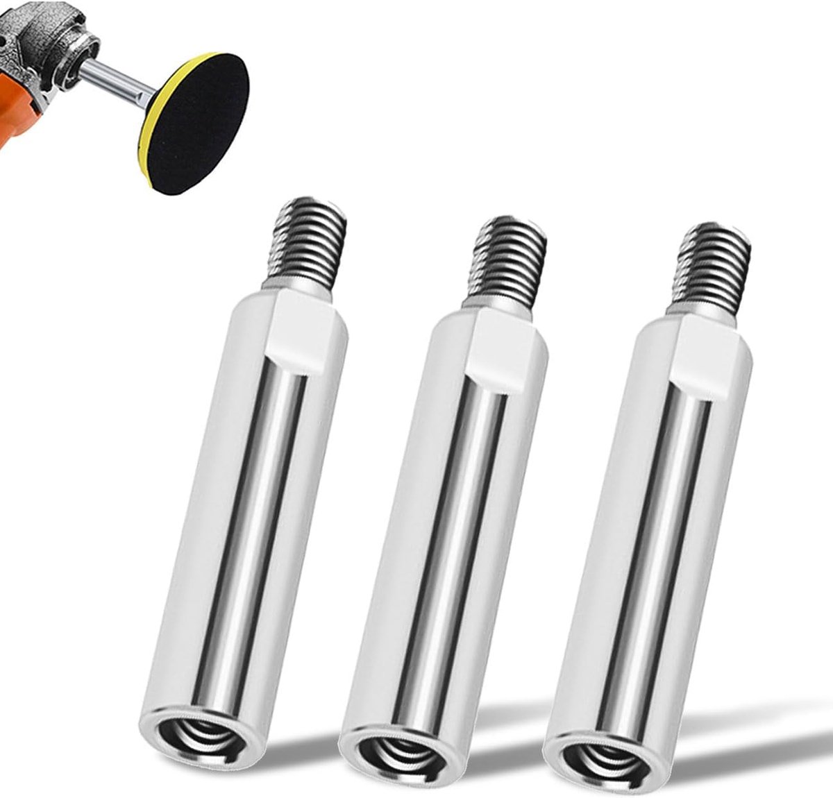 3 stuks haakse slijper verlengstaven, M10 schroefdraad polijstmachine adapterstang, geüpgradede verlengas, geschikt voor 100 type haakse slijper/polijstmachine accessoire set