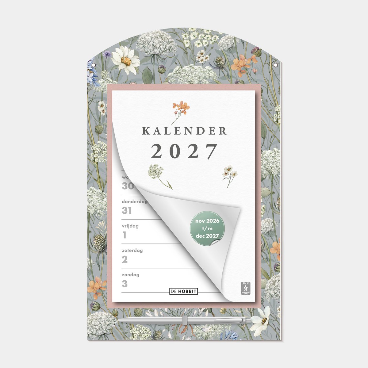 Hobbit - Weekscheurkalender 2027 - 1 week op 1 pagina - met pen en ophangkoord - Weidebloemen