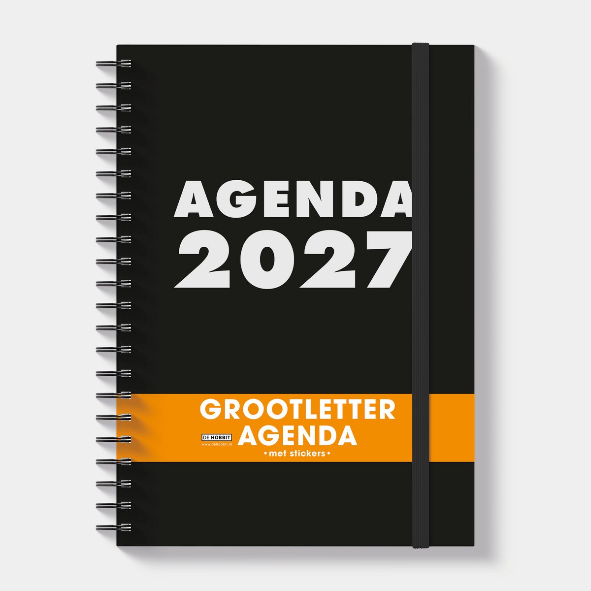Hobbit - Grootletter Agenda 2027 - Ringband - A4 (30,7 x 21,5cm) - 1 week over 2 pagina's - Harde Kaft - Zwart/Wit