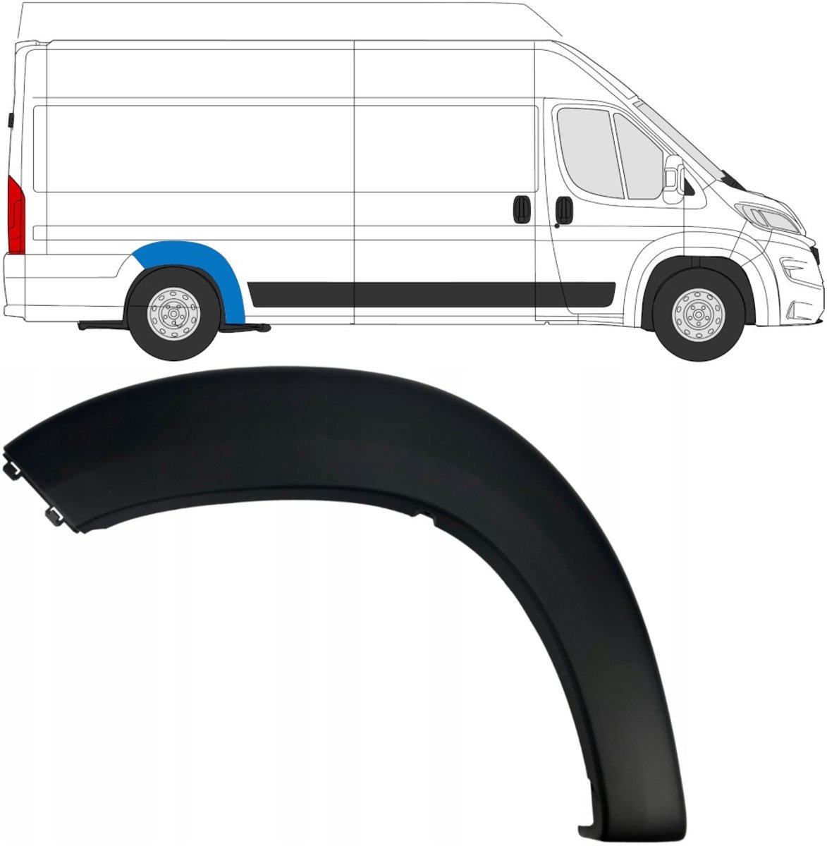 Zijlijst sierlijst achterspatbord voor Opel Movano 2021- / Rechts
