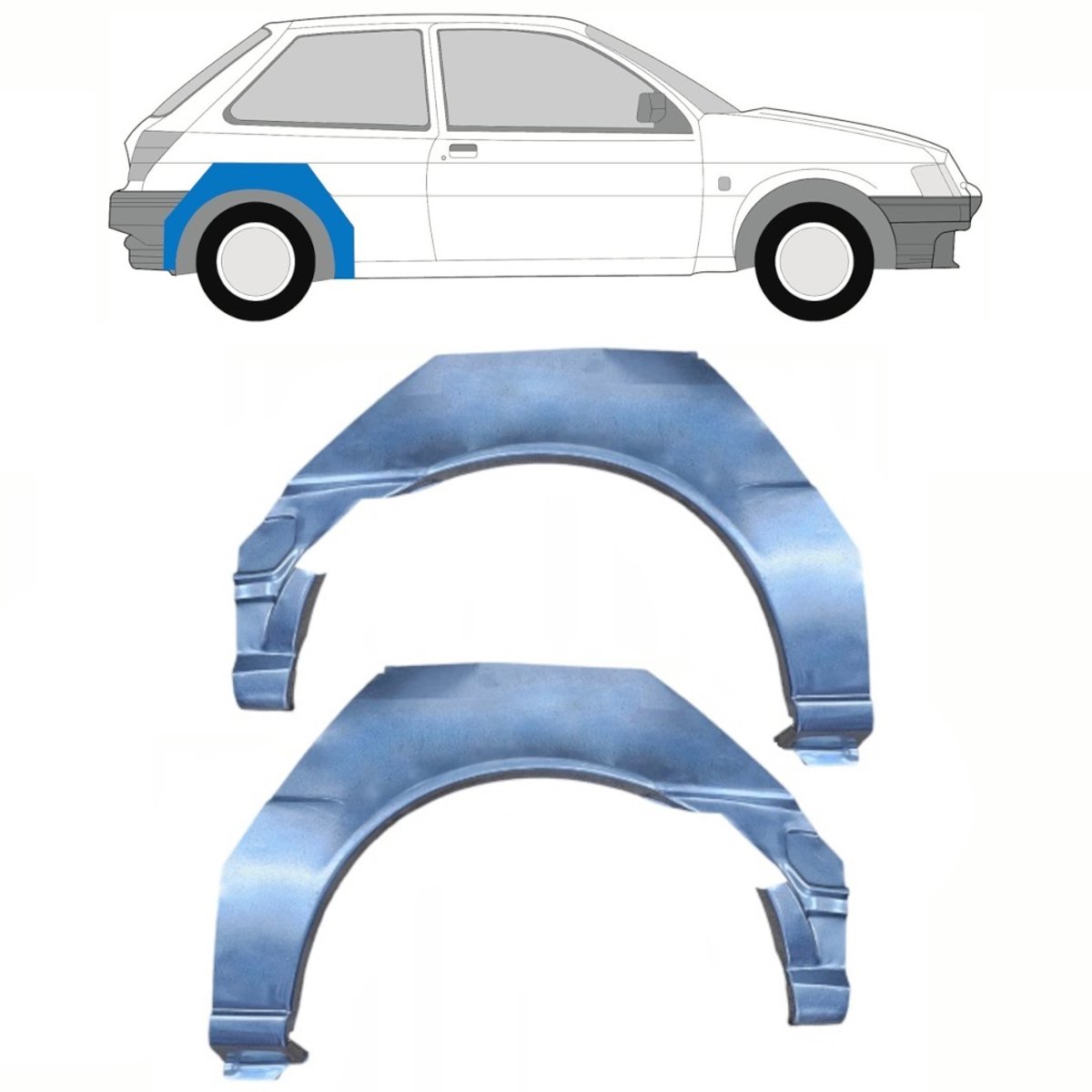 Reparatiepaneel achterspatbord voor Ford Fiesta 1989-1995 / Links + Rechts / Set