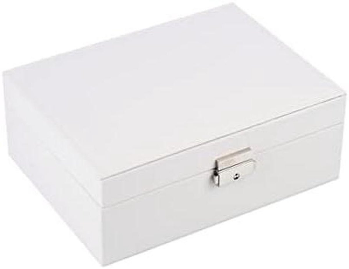 Sieradendoos Organizer - Juwelendoos Opberger - Sieraden Opslag - Dubbele Laag - Groot Formaat - Wit