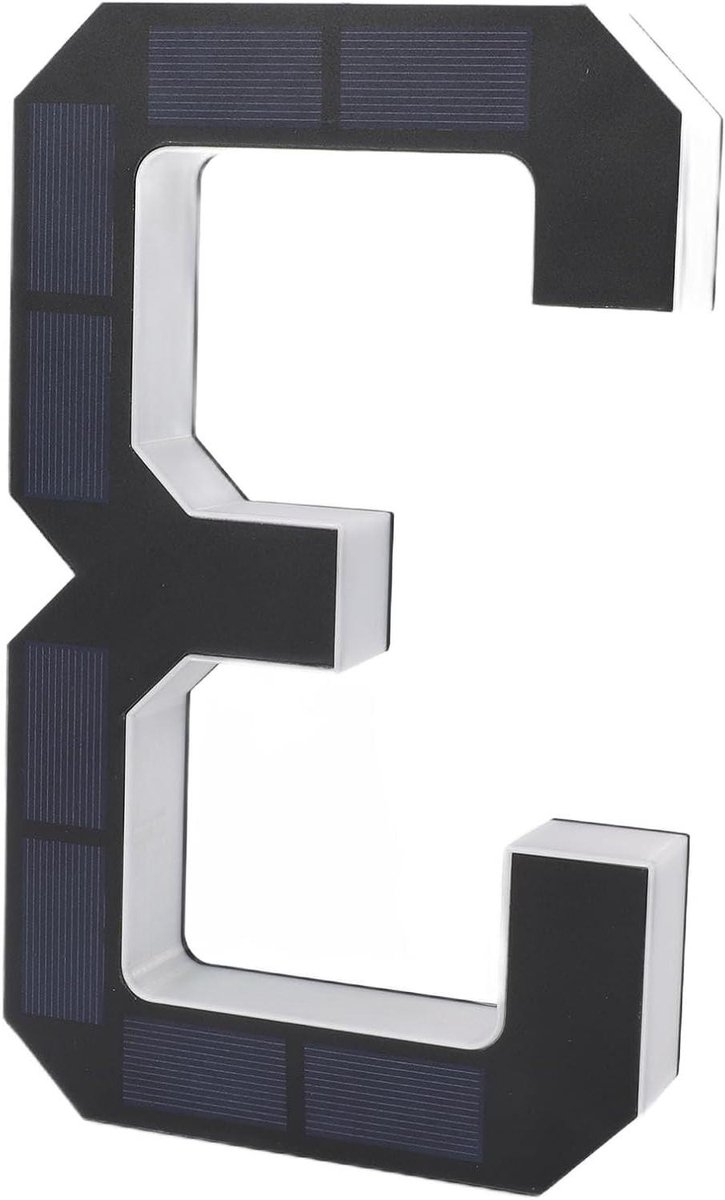 Huisnummer bord - Adresverlichting - Nachtelijke identificatie - Op zonne-energie - 23 cm hoog - Zwart