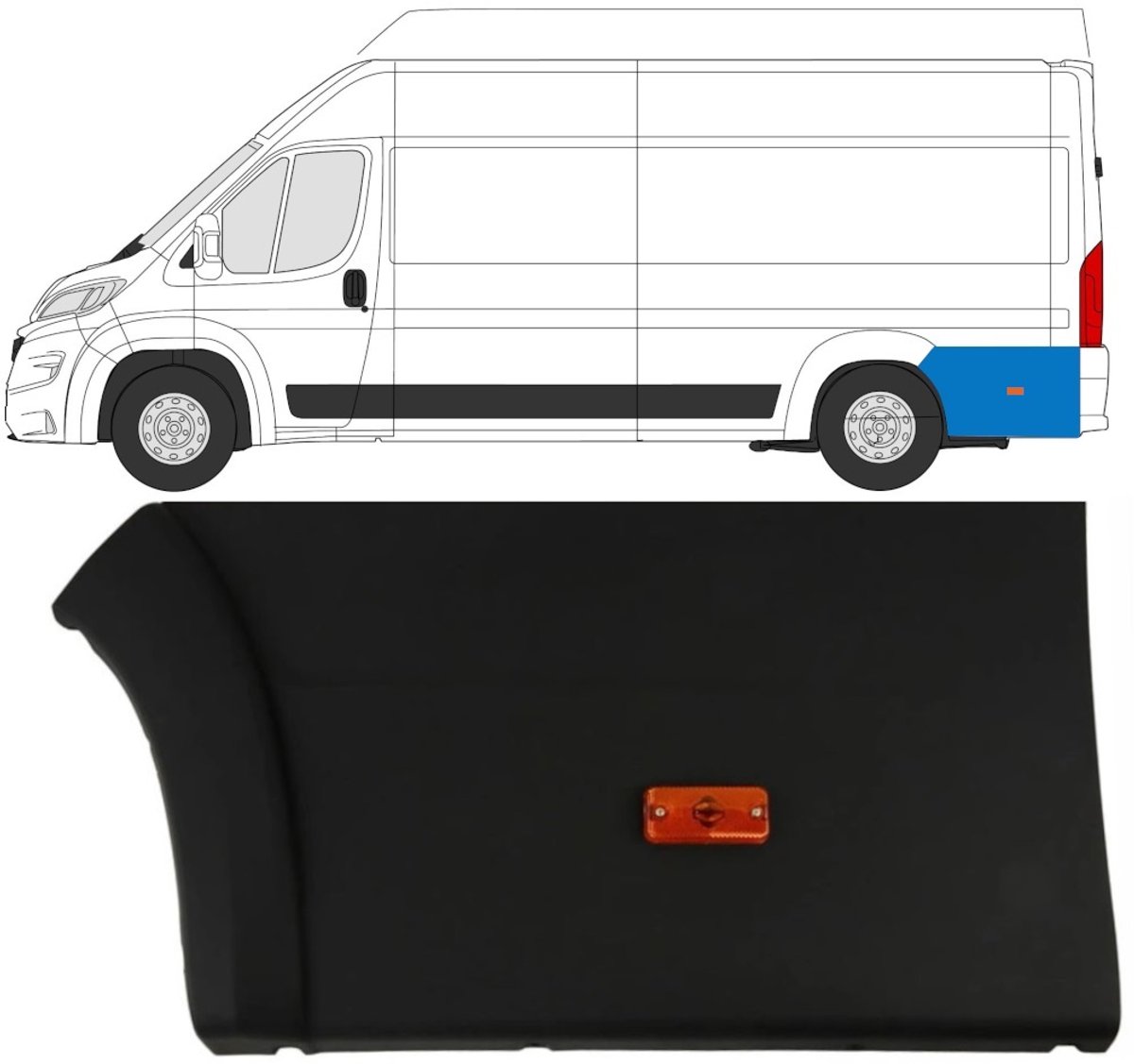 Achterste sierlijst zijlijst met positielicht voor Opel Movano 2021- / Links