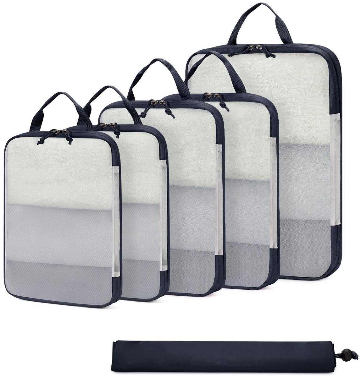 Dailygoods- Pakkubussen Set van 6 - Compressieverpakking - Kofferorganizer - Bagageorganizer - Ultralicht - Bespaar tot 60% Ruimte - Inpakzakken