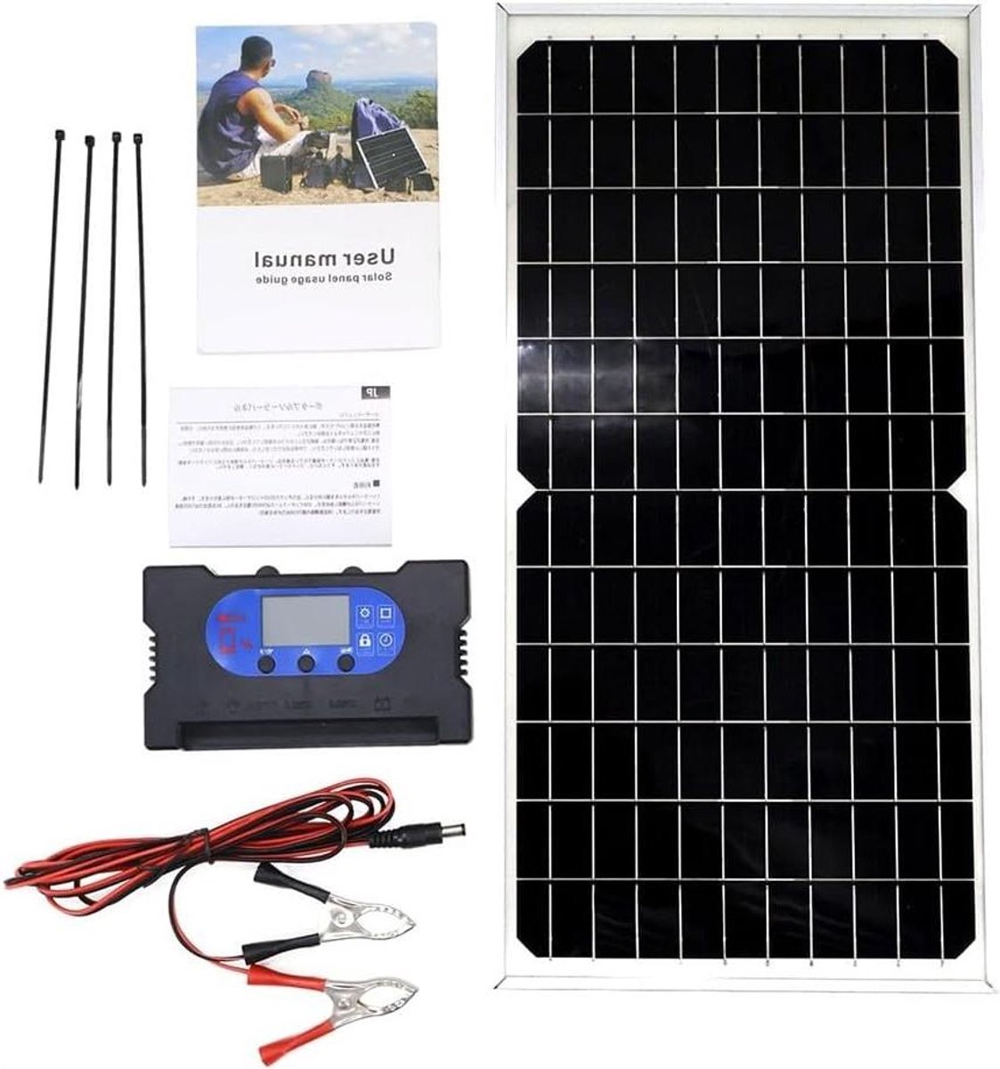 Zonnepaneel - Energie Oplader - Off-grid stroom - Monokristallijn silicium - 17W - Zwart