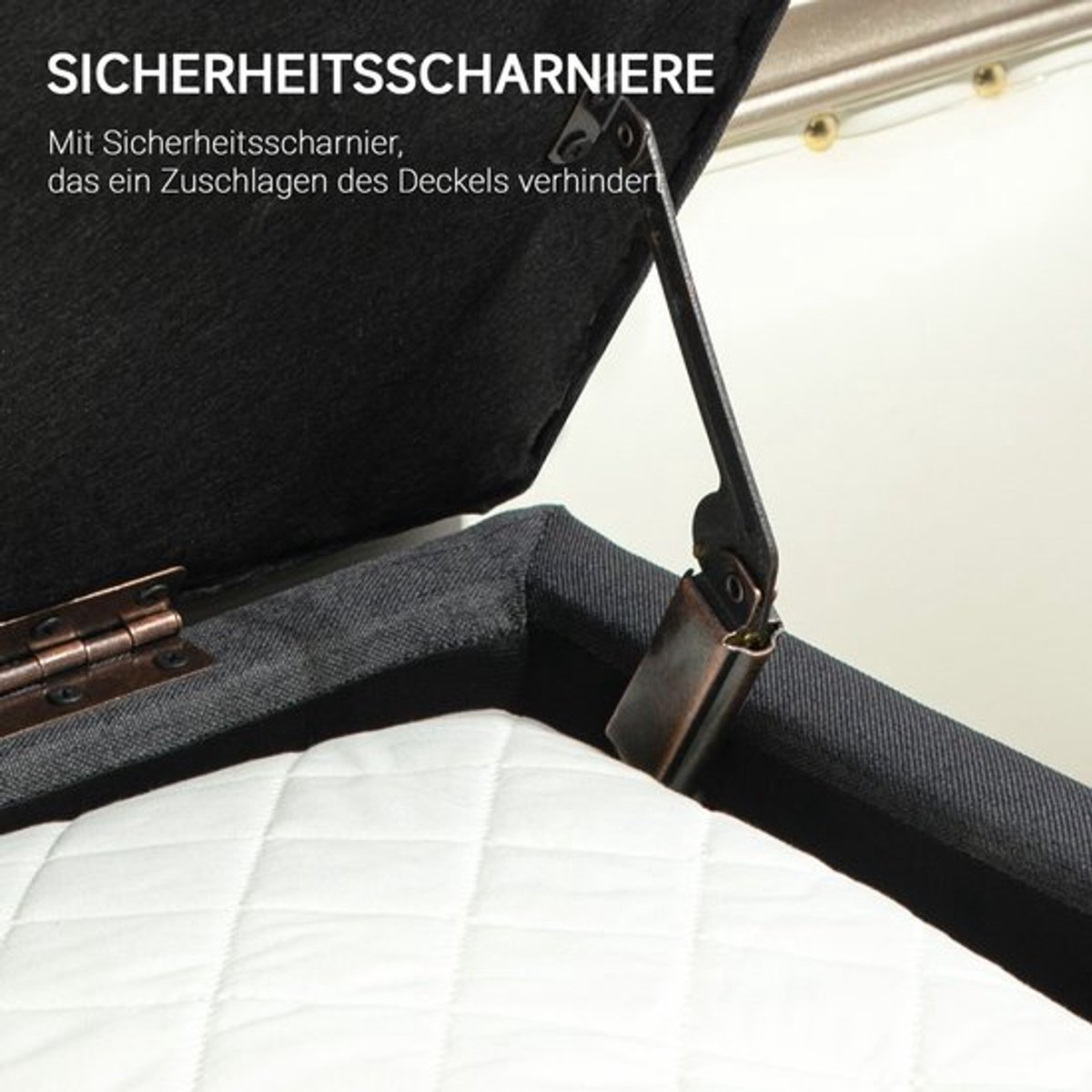 Gestoffeerde Bank – Opbergbank – Zitbank – Bedbank – Linnen Bank – Donkergrijs – Rubberhou