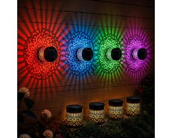 2026 Nieuwe decoratieve mandala-lampen op zonne-energie, mandala-lampen voor buiten, waterdichte hekverlichting met mandala-thema voor tuin, terras, veranda, paal, schutting en erfdecoratie (4 stuks)