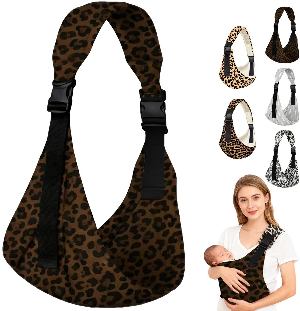 Dailygoods- Draagdoek Ergonomisch - Verstelbare Heupdrager - Baby Drager - Luipaardpatroon - Voor Pasgeborenen tot 20 kg - Ondersteunt Natuurlijke Fysiologische Structuur - Babydrager