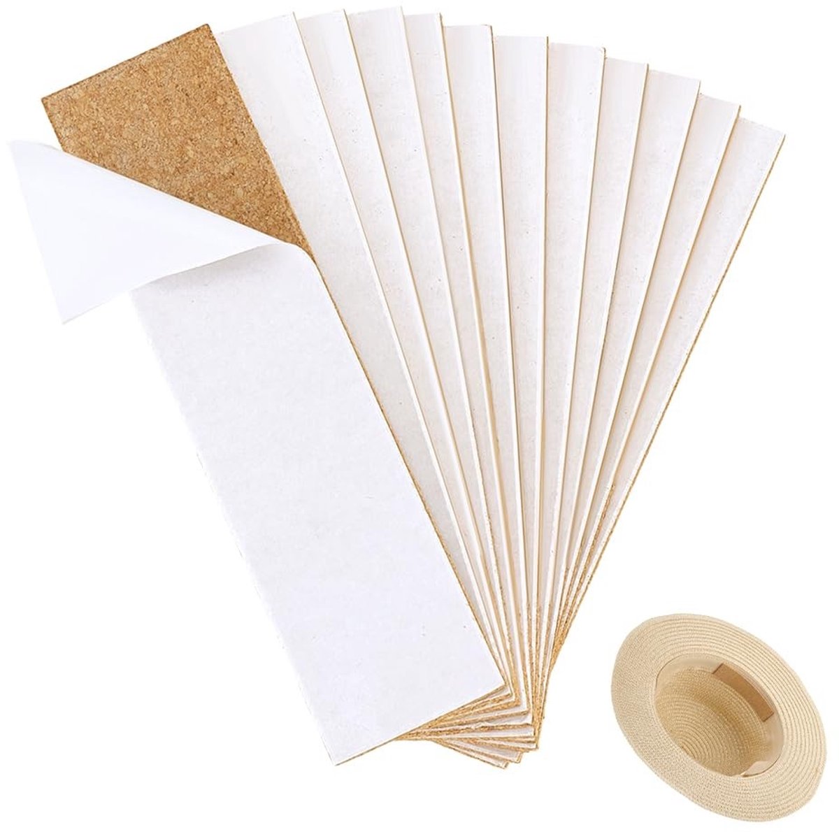 Dailygoods- Hoeden Kurken Hoedmaatverkleiner - 10 Stuks - Zelfklevende Voering - Zweetbescherming - Verstelbare Drukpunten - Duurzaam Kurkmateriaal