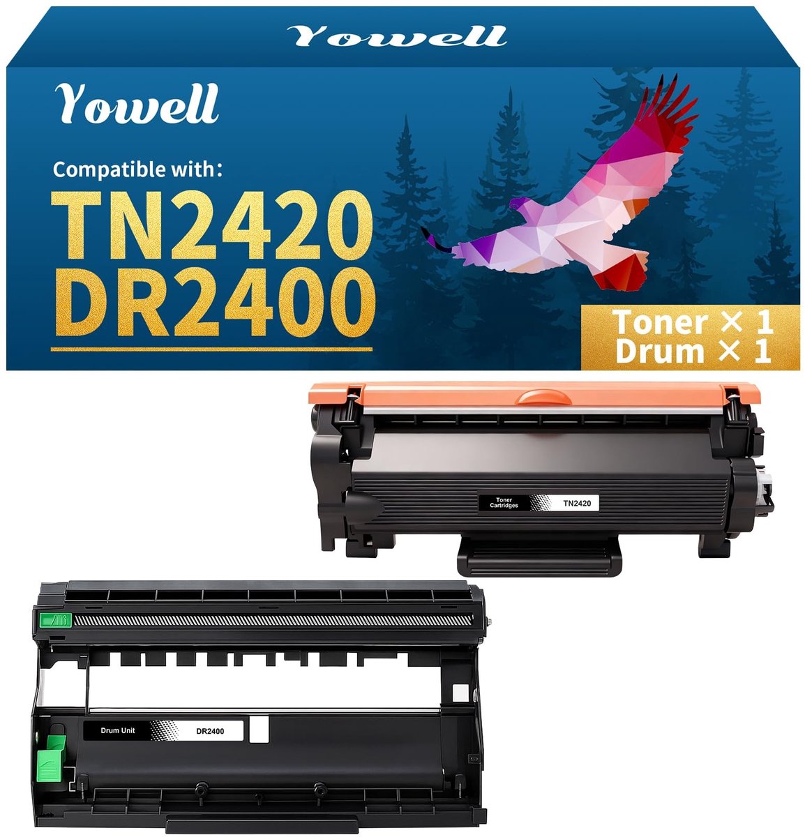 Dailygoods- Toner Zwart - Compatibel met Brother TN2420/TN2410 - Trommel DR2400 - Voor MFC-L2710DW/L2750DW - Hoge capaciteit - Betrouwbare afdrukkwaliteit - Tonercartridge