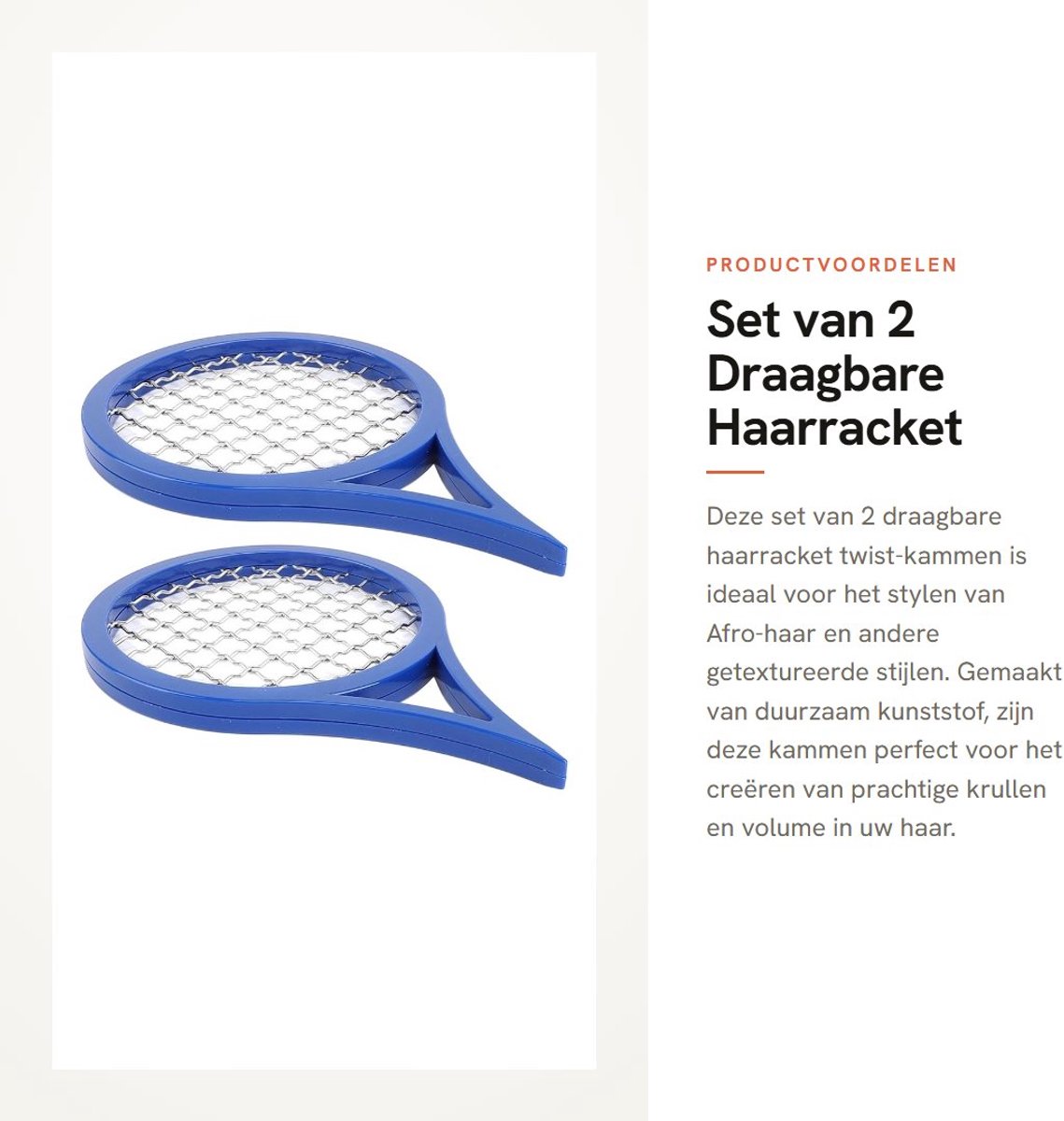 Dailygoods- Haarracket Draagbaar - 2 Stuks - Ideale Krulborstel voor Krullend Haar - Kunststof - Afmetingen 1x13x20cm - Voor Gedefinieerde Spiralen