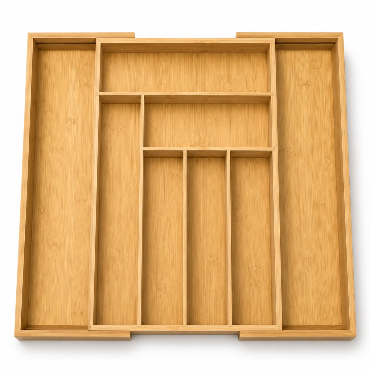 JustValue Bamboe Ladeorganizer - Uitschuifbare Ladeverdeler - Besteklade Organizer - Bamboe Lade Verdeler