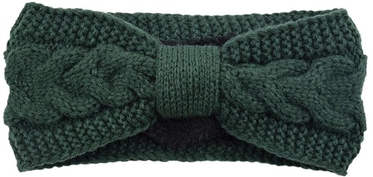 Solidchoice- Haarband Gevlochten - Hoofdband Dames Winter - Elastische Brede Haarband - Oorwarmers - Sport/Yoga - Acryl/Pluche Voering