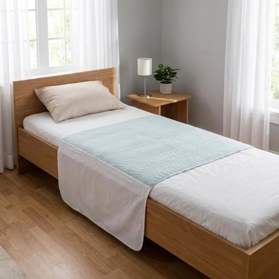 Wasbare bed onderlegger met instopstroken 85x90 cm - Duurzaam en milieubewust - Incontinentie bedonderlegger - Matrasbeschermer van Zorg Totaal — afbeelding 3
