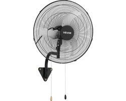 VEVOR 65W Industriële Wandventilator 57 cm, 6 m/s Oscillerende Wandventilator met 3 Snelheden en Verstelbare Kantelhoek, Commerciële Industriële Ventilator voor Werkplaats, Garage, Magazijn, Sportschool, Zwart