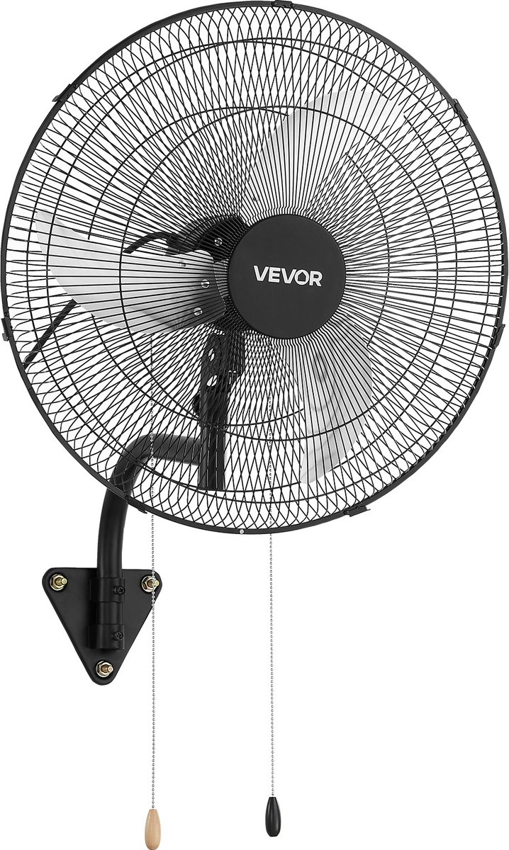VEVOR 65W Industriële Wandventilator 57 cm, 6 m/s Oscillerende Wandventilator met 3 Snelheden en Verstelbare Kantelhoek, Commerciële Industriële Ventilator voor Werkplaats, Garage, Magazijn, Sportschool, Zwart