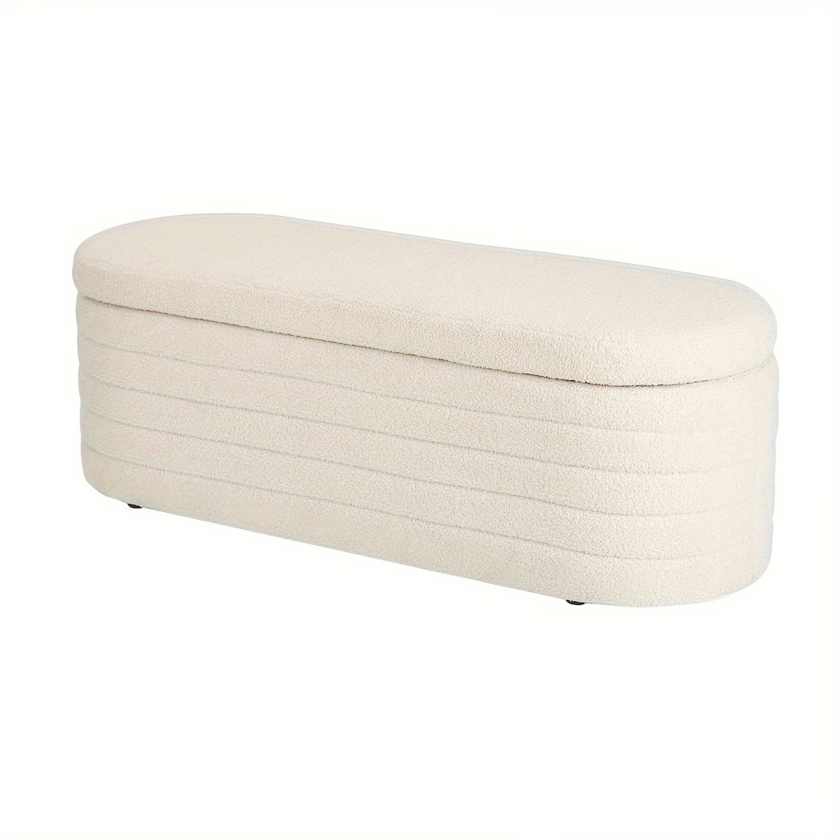 CINK Living® Teddy Opbergbank met Opbergruimte – Bouclé Ottoman – Opbergbox – Halbank – Slaapkamerbank – Wit – 116 cm