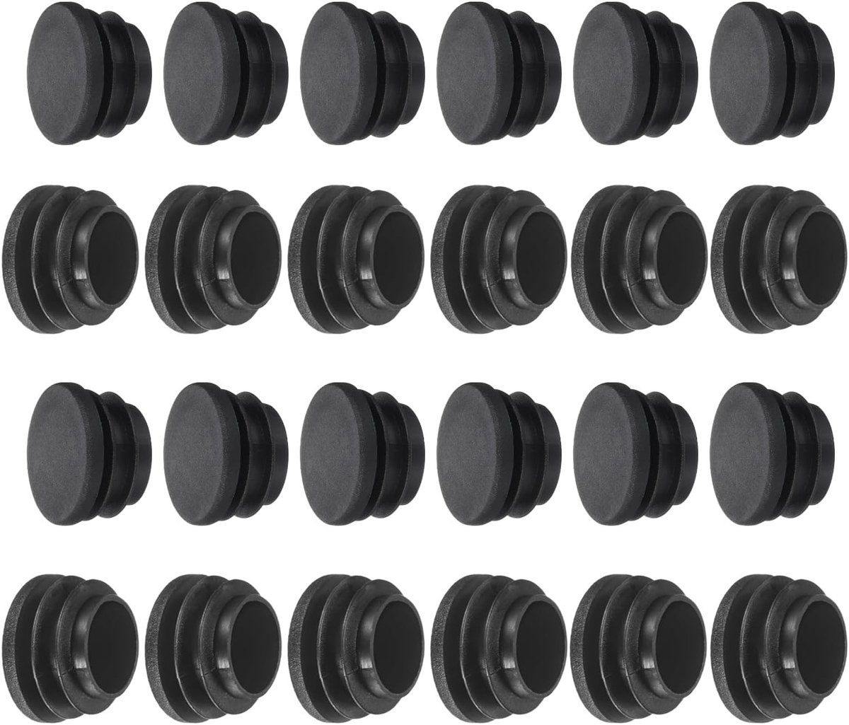Ronde Plastic Stoppen 25mm - 24 Stuks Zwarte Eindkappen voor Meubelpoten, Bescherming voor Stoelen en Tafels