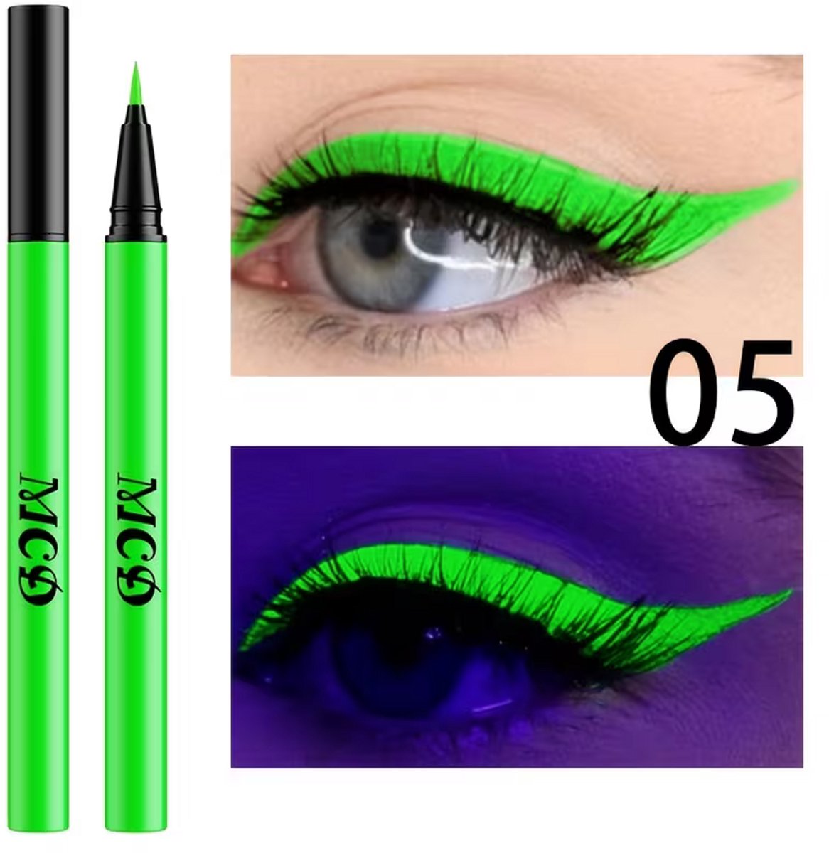 Neongroene Fluorescerende Eyeliner – UV Glow Liquid Eyeliner – Langhoudende Festival en Party Make-up