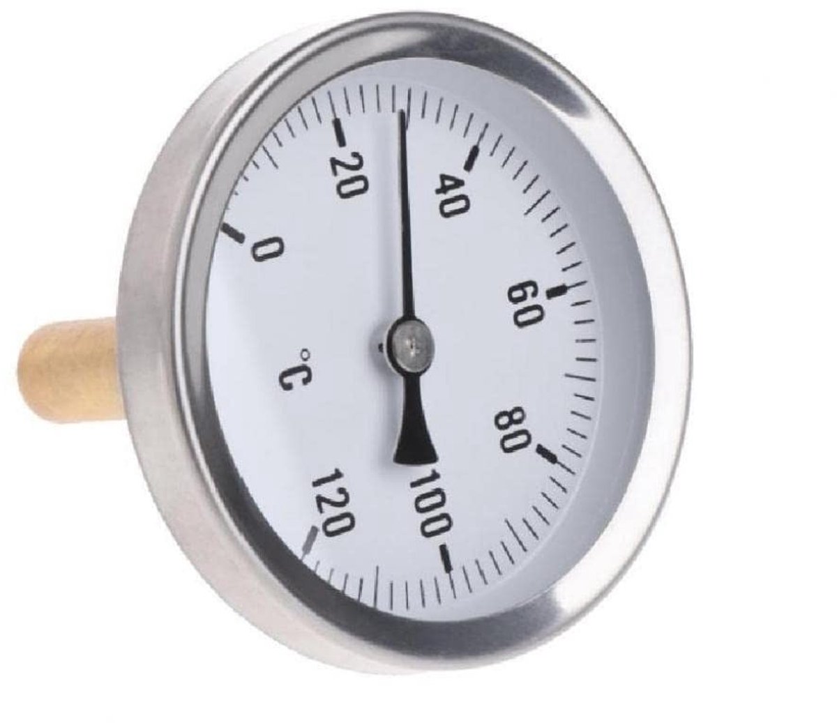Dailygoods- Thermometer Bimetaal - 63mm Wijzerplaat - Aluminium Behuizing - Temperatuurbereik 0-120°C - Waterdicht - Horizontale Montage - Temperatuurmeter