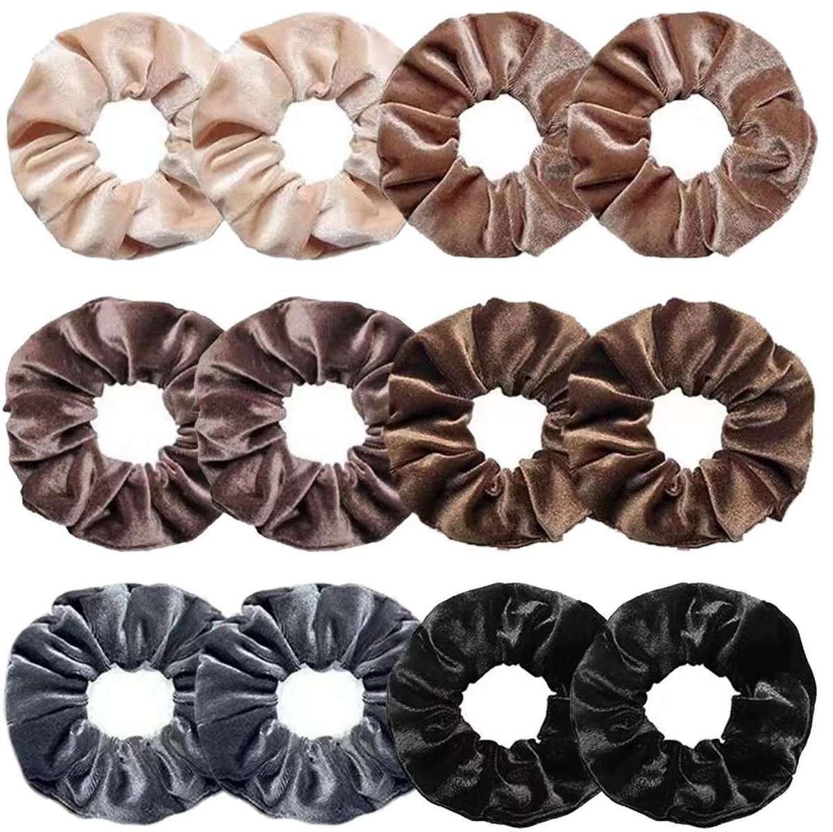 Dailygoods- Haarelastiekjes 12 stuks - Fluwelen Scrunchies - Dikke Haarbanden - Zachte Touwen - Haaraccessoires voor Vrouwen