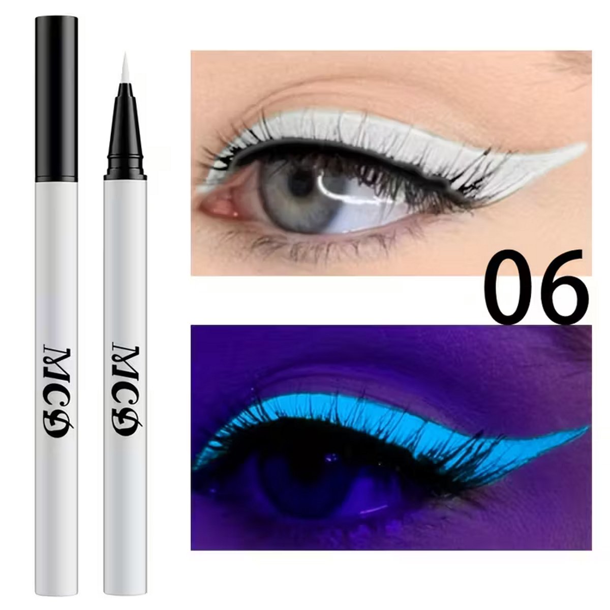Witte Fluorescerende Eyeliner – UV Glow Liquid Eyeliner – Langhoudende Festival en Party Make-up